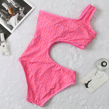 Load image into Gallery viewer, Pink F One Piece Bathing Suit
