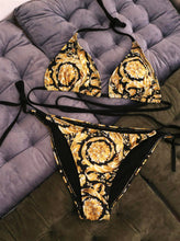 Load image into Gallery viewer, V Gold &amp; Black Bikini
