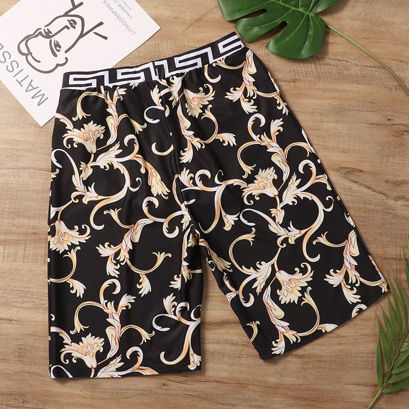 IN STOCK V Black & Gold Swim Trunks