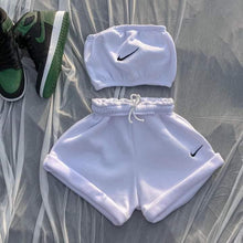 Load image into Gallery viewer, IN STOCK TUBE TOP 2PC NIKE SHORTS SET - WHITE
