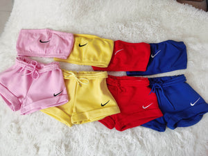 IN STOCK TUBE TOP 2PC NIKE SHORTS SET - YELLOW